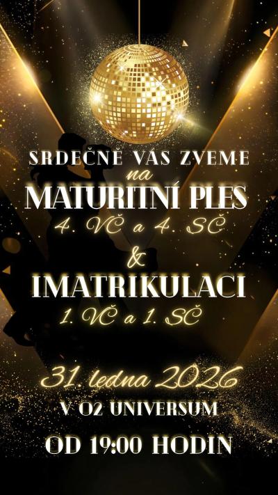 Pozvánka na maturitní ples a imatrikulaci